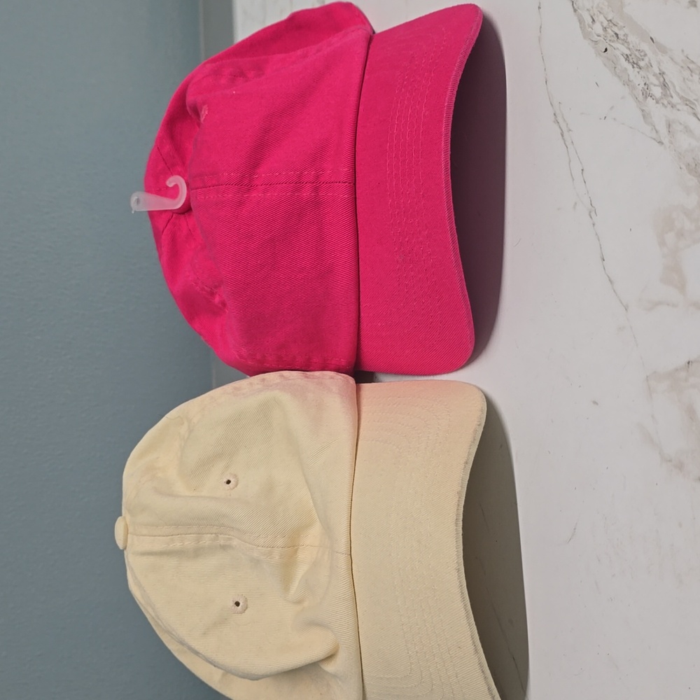 Cream and Pink Baseball Caps